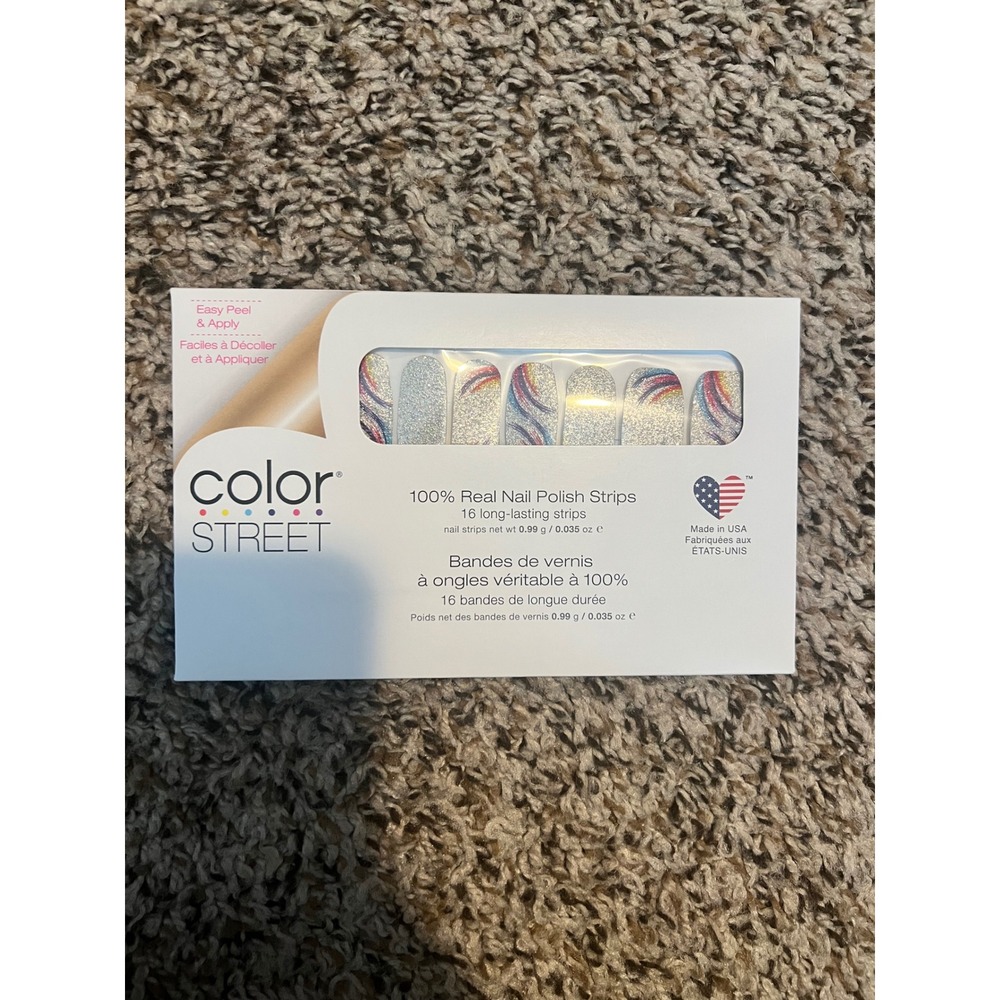 Color Street Pave the‎ Way Silver Glitter Rainbow Nail Polish Strips FDG365 NEW